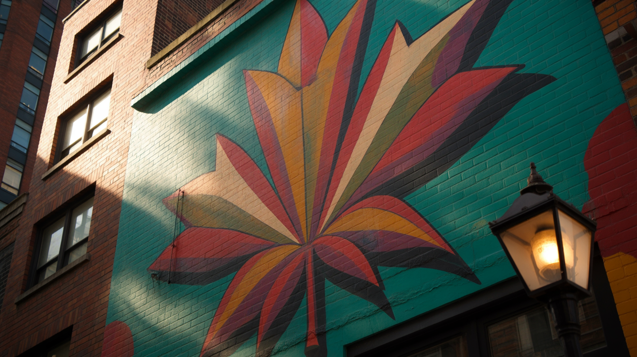 Silhouettes of visitors walking through a dimly lit Toronto gallery